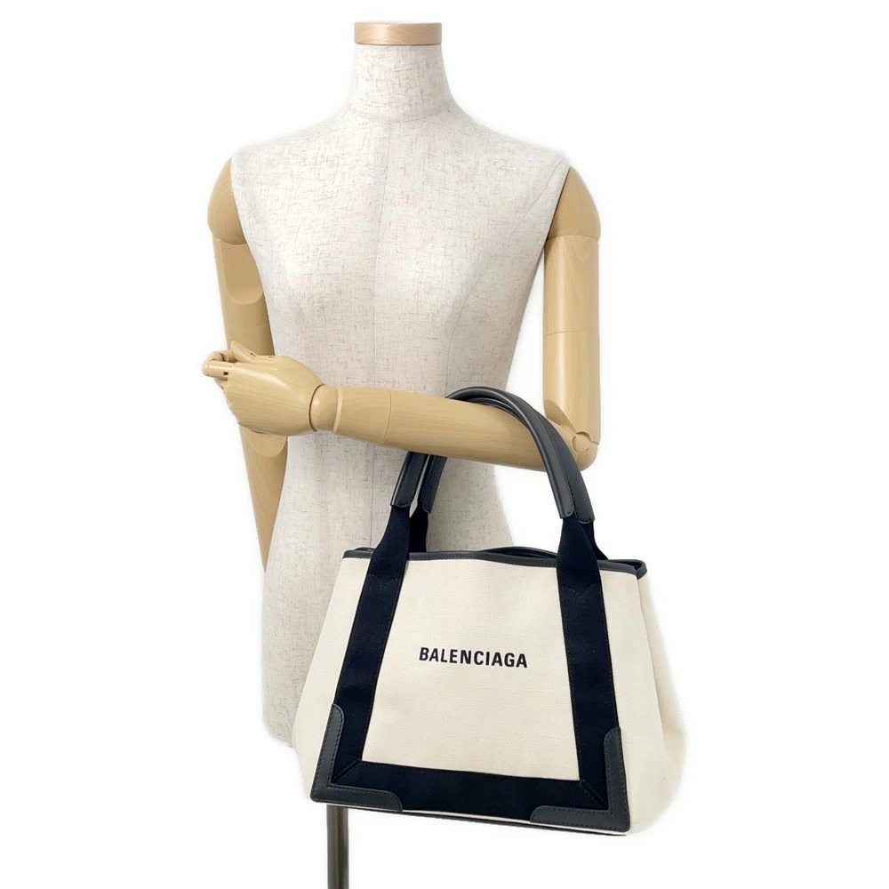 Balenciaga Tote Bag Navy Blue Cabas Clutch Black White - Picture 4 of 12